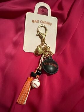 Baltimore Tassel Bag Charm with Orange & Black Accents